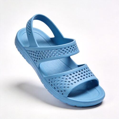 Vietnamese Rubber Sky Blue Hollow Breathable Slippers