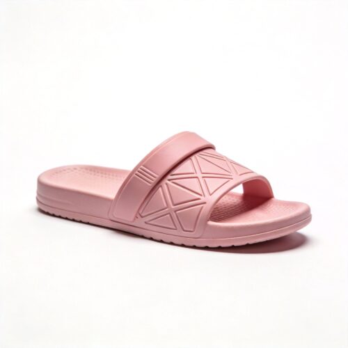 Vietnamese Rubber Pink Geometric Pattern Slippers